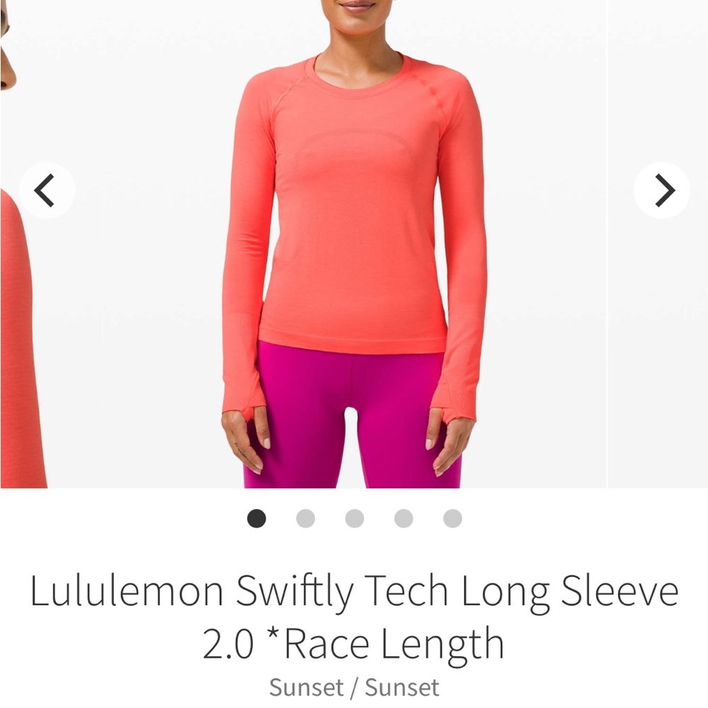 Lululemon swiftly ls sunset size 8